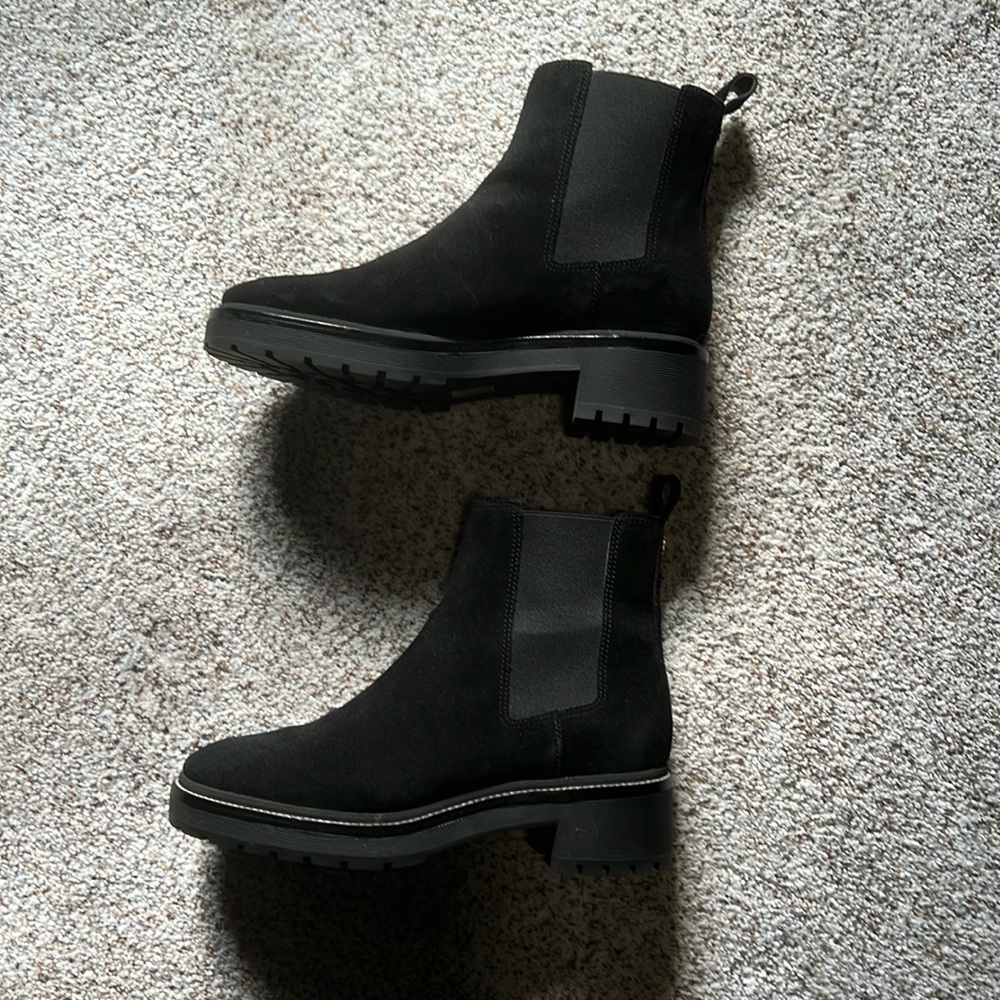 Tory Burch Black Suede Chelsea Ankle Boots